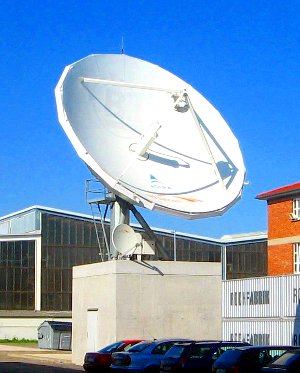 Die Astra-Uplink-Satellitenschüssel bei B.TV/BTV4U