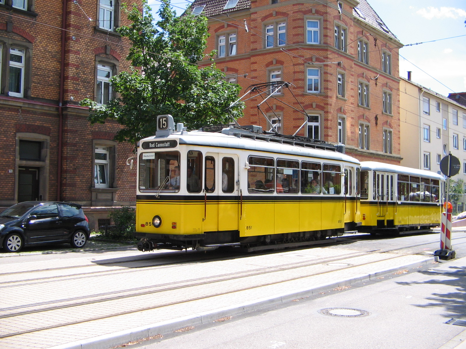 Historischer Triebwagen 851 mit Beiwagen 1390 der SSB (Foto)