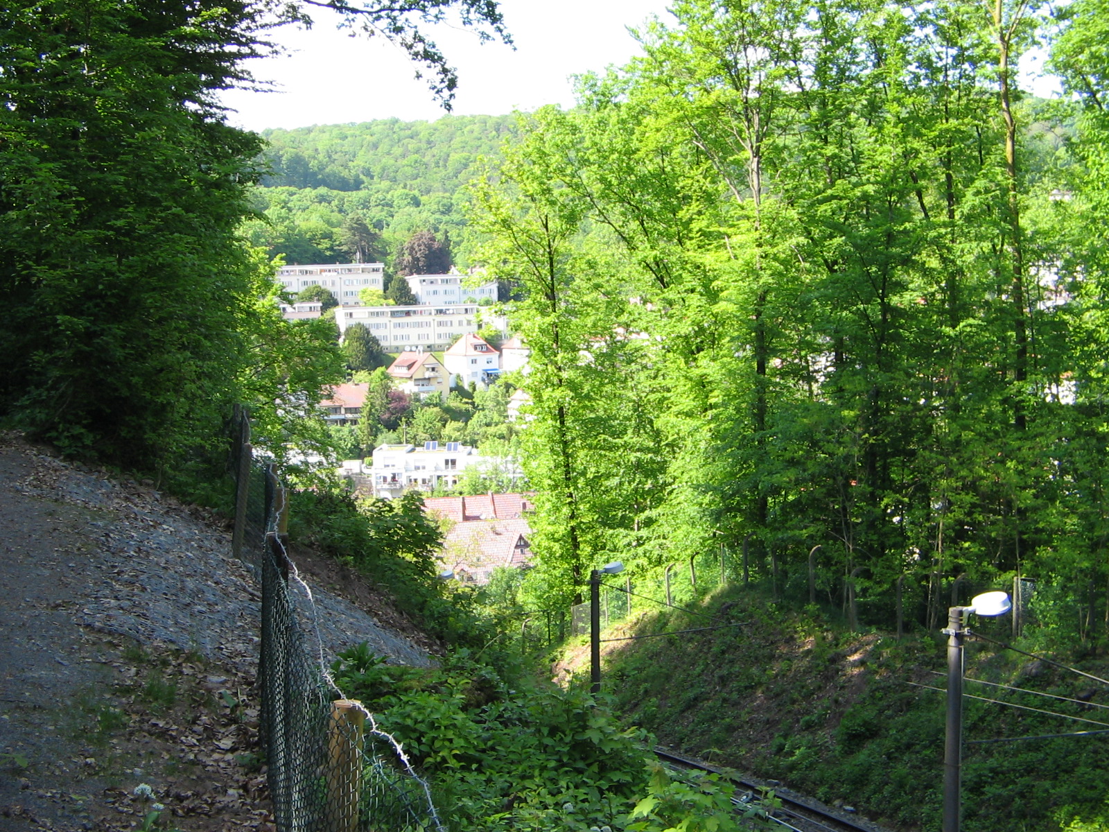 Blick von der Standseilbahn-Ausweiche auf Südheim (Foto)