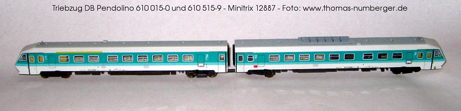 610 015-0 und 610 515-9 - Pendolino-Triebzug der DB in türkis-weiß, Spur N (Bestellnummer: Minitrix 12887)