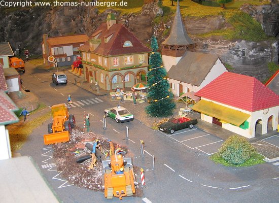 Eine Baustelle in der Stadtmitte meiner Modellbahnanlage