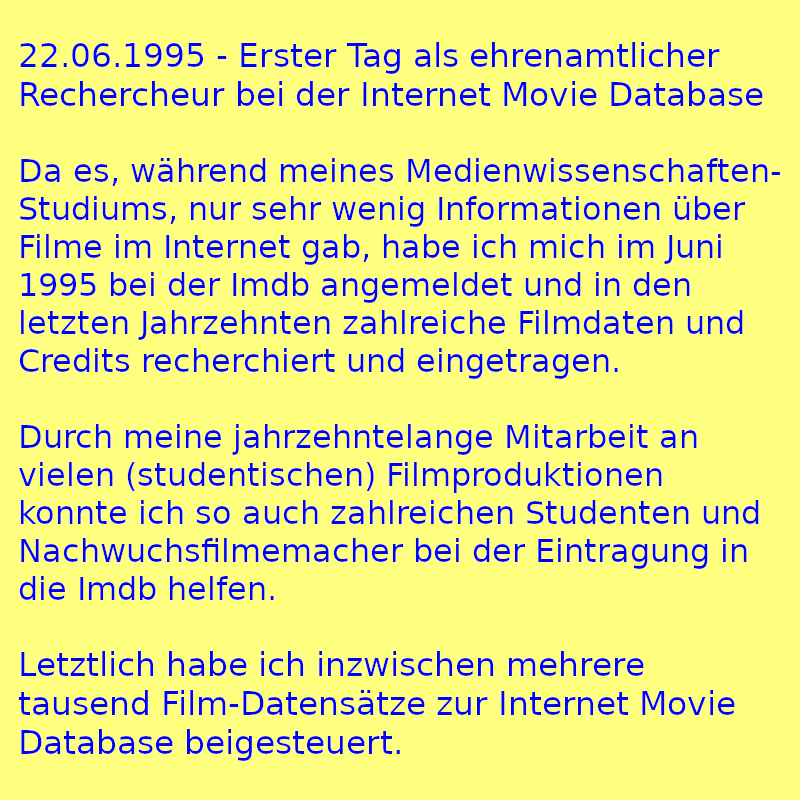 Meine Stellenbeschreibung bei der Internet Movie Database (Foto)