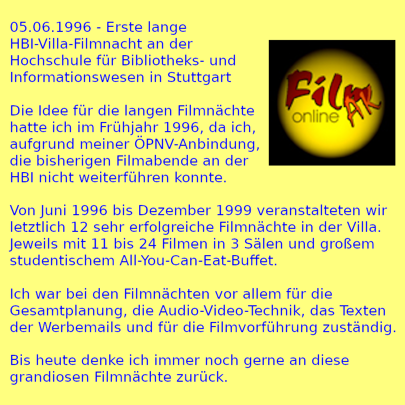 Meine Stellenbeschreibung bei den Filmnächten des Film-AK der HBI Stuttgart (Foto)