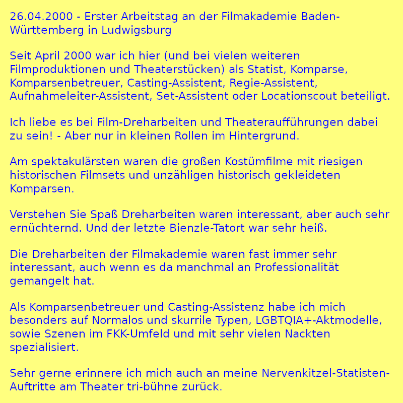 Meine Stellenbeschreibung bei der Filmakademie und vielen anderen Filmproduktionen (Foto)
