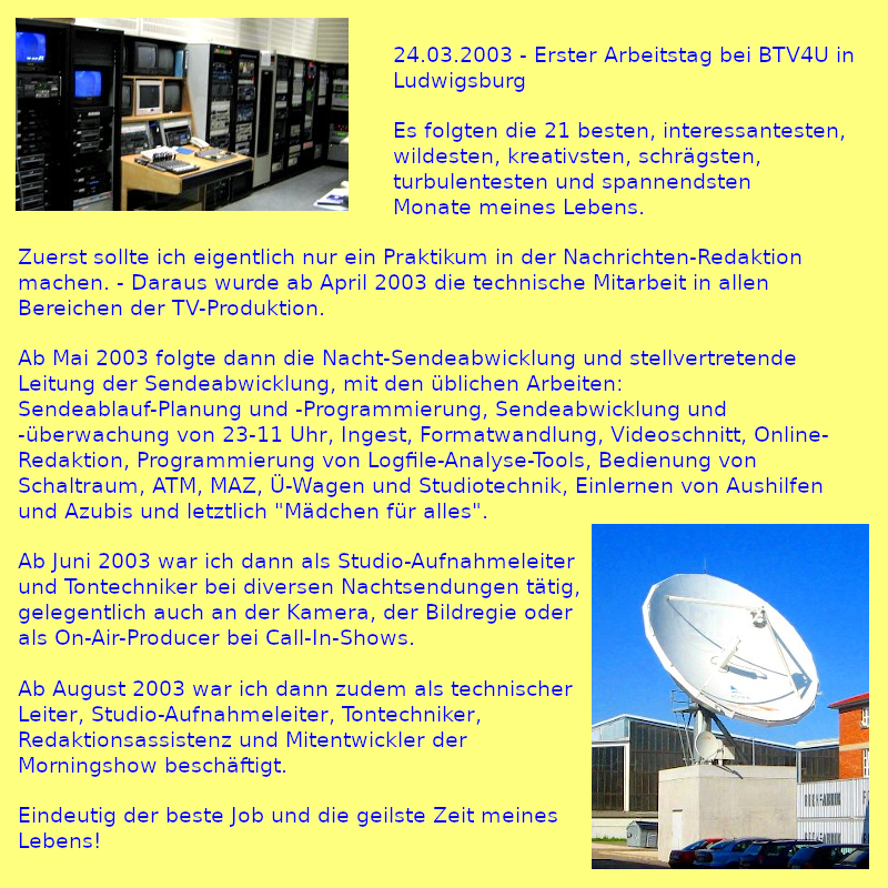 Meine Stellenbeschreibung bei BTV4U (Foto)