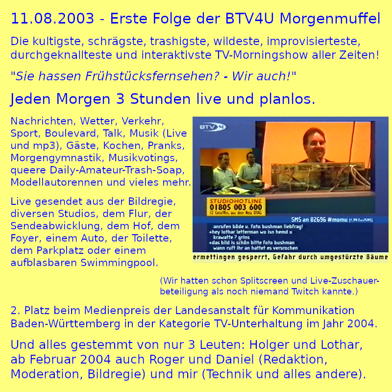 Meine Formatbeschreibung der BTV4U Morgenmuffeln (Foto)
