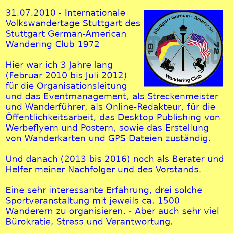 Meine Stellenbeschreibung bei den Internationalen Volkswandertagen Stuttgart (Foto)